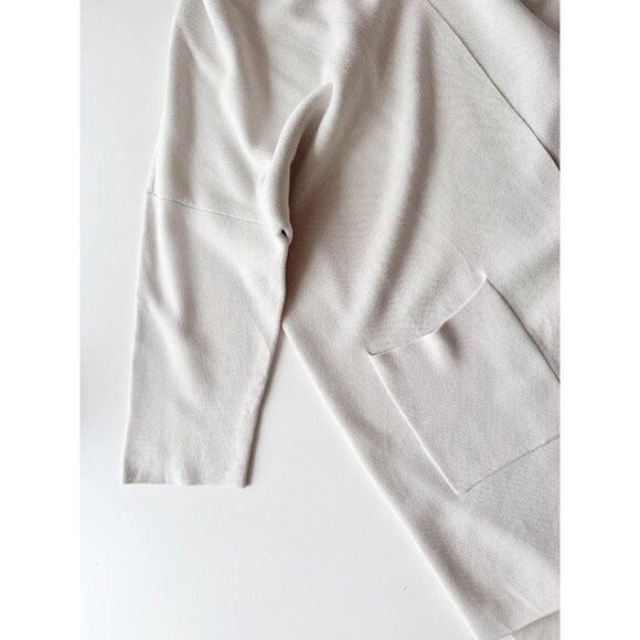 EILEEN FISHER Bone Ivory Silk Cotton Interlock Knit Long Cardigan, Size S - Picture 9 of 16